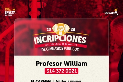 INSCRIPCIONES 2026 DE GIMNASIOS PÚBLICOS - ALCALDÍA LOCAL DE TUNJUELITO