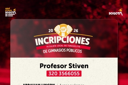 INSCRIPCIONES 2026 DE GIMNASIOS PÚBLICOS - ALCALDÍA LOCAL DE TUNJUELITO
