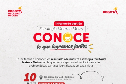 Antonio Nariño presenta los resultados de la estrategia territorial Metro a Metro