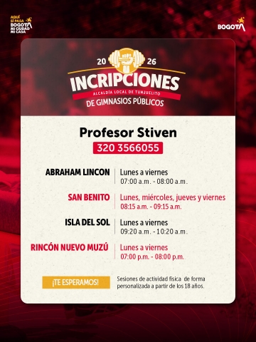 INSCRIPCIONES 2026 DE GIMNASIOS PÚBLICOS - ALCALDÍA LOCAL DE TUNJUELITO