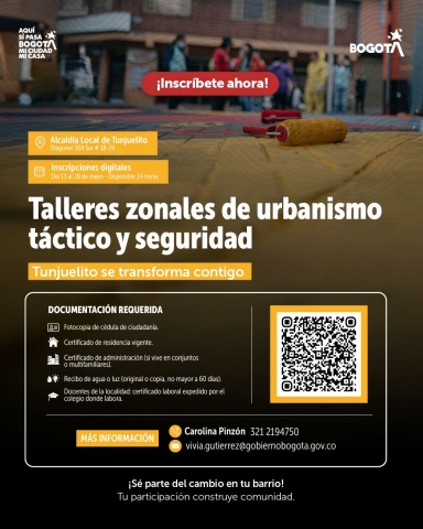Talleres zonales de urbanismo táctico y seguridad Tunjuelito se transforma contigo
