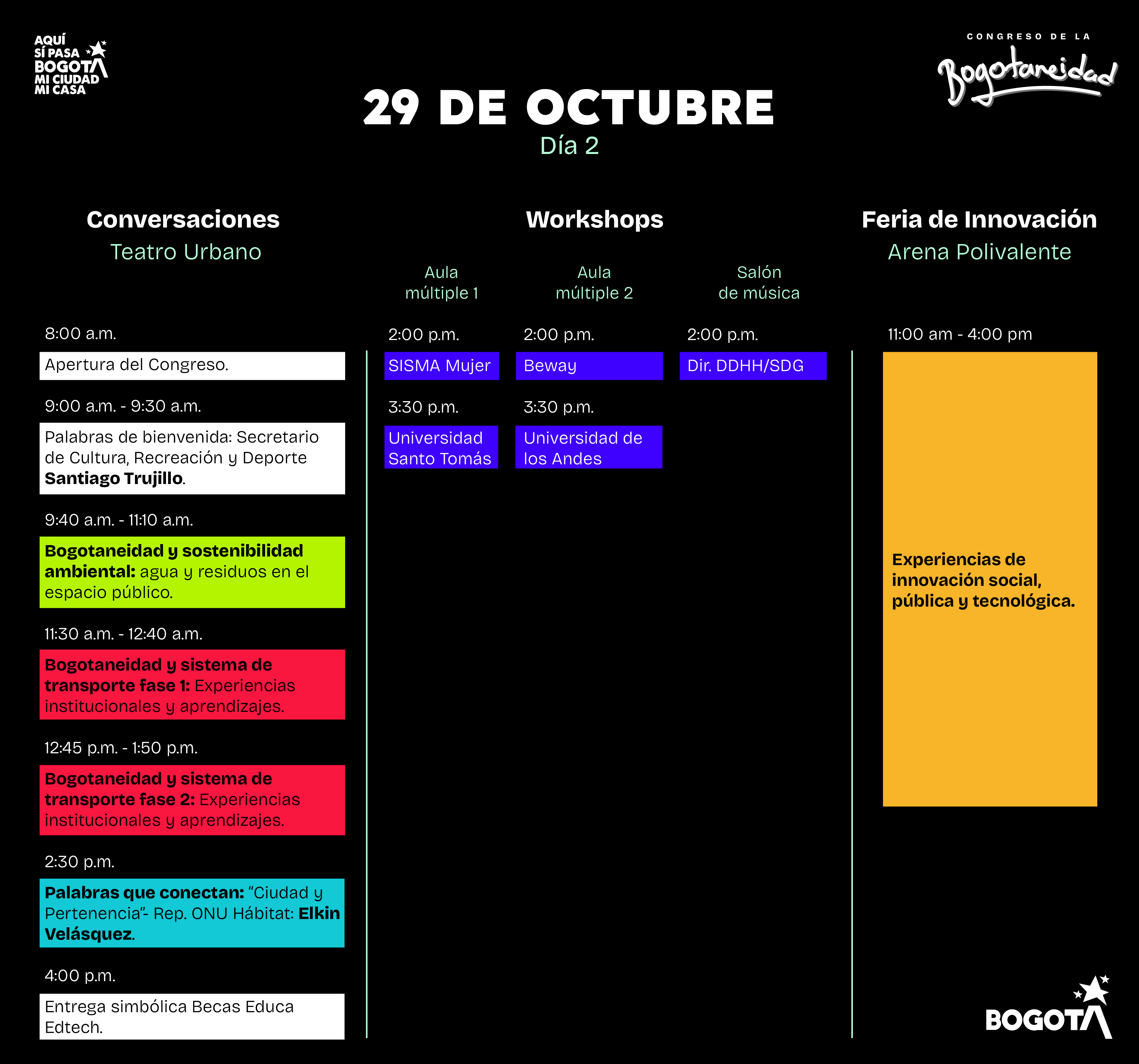 Cronograma día 2 - Congreso de la Bogotaniedad