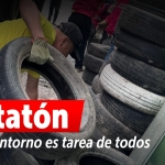Equipo de la Alcaldía Local de Rafael Uribe Uribe participando en la Llantatón Distrital.