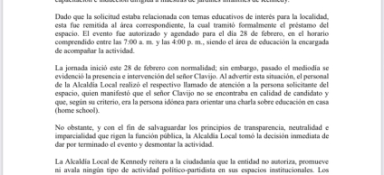 COMUNICADO A LA OPINIÓN PÚBLICA