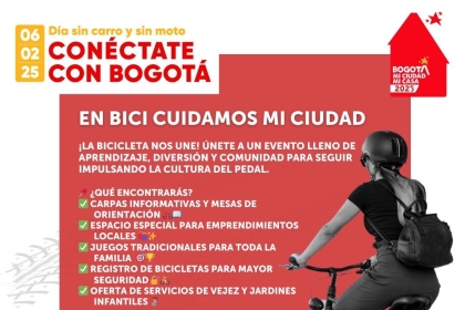 Banner con información relacionada a un evento deportivo y recreativo durante la jornada del día sin carro