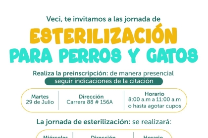 Jornada de esterilización para caninos y felinos en Suba