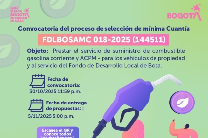 Convocatoria del proceso de selección de mínima Cuantía FDLBOSAMC 018-2025 (144511)