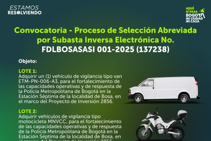 Convocatoria - Proceso de Selección Abreviada por Subasta Inversa Electrónica