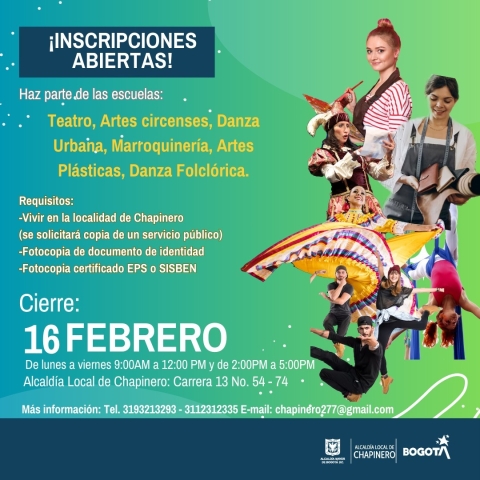 Inscripciones Escuelas de Formación Chapinero Distrito Cultural y Creativo
