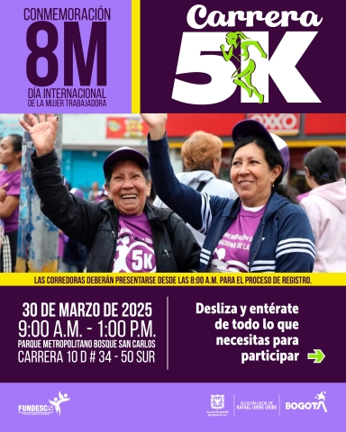 Únete a esta gran jornada deportiva en conmemoración del Día Internacional de la Mujer Trabajadora.