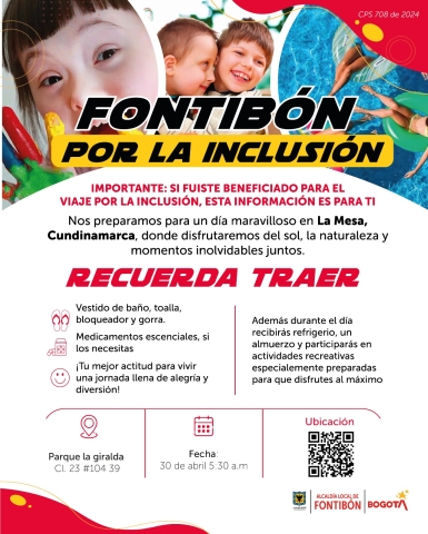 Pieza informativa sobre la salida recreativa a la Mesa Cundinamarca que se realizará el día 30 de abril. 