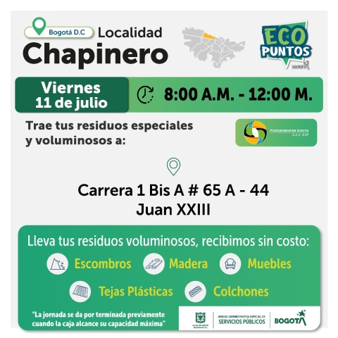 Pieza sobre ecopunto en Chapinero