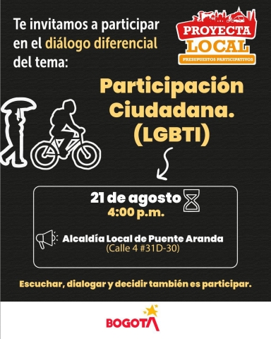 Te invitamos a participar en el diálogo diferencial del tema: Participación Ciudadana (LGBTI).