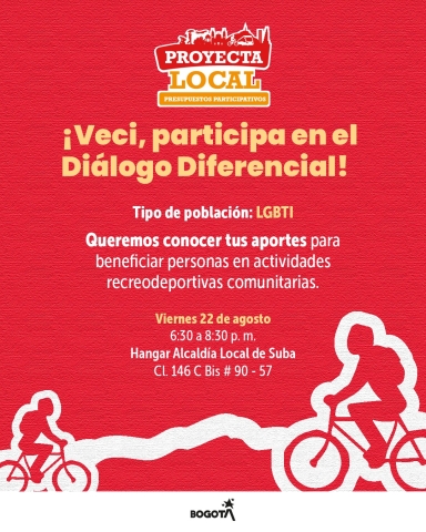 🏳️‍🌈🚴 ¡Veci, acompáñanos en el Diálogo Diferencial para la población LGBTI!
