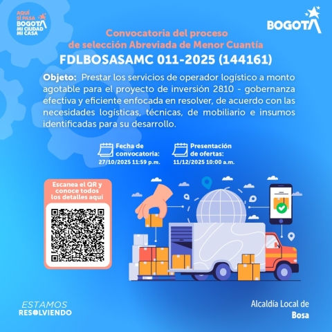 Convocatoria del proceso de selección abreviada de menor cuantía FDLBOSAMC 011-2025 (144161)