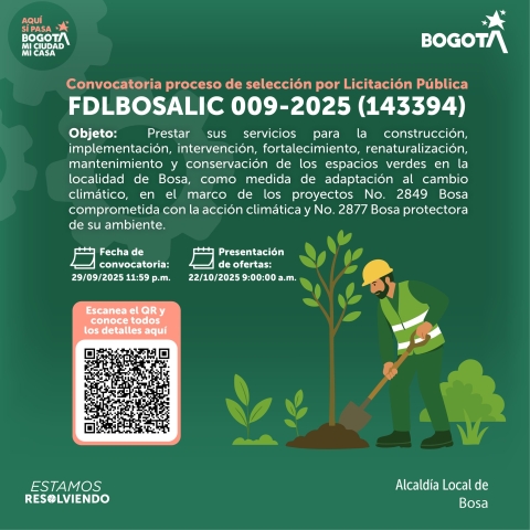 Convocatoria proceso de selección por mínima cuantía FDLBOSAMC 014-2025
