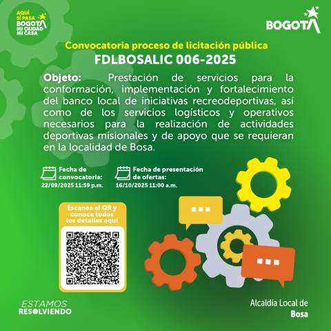 convocatoria pública FDLBOSALIC 006-2025 📑
