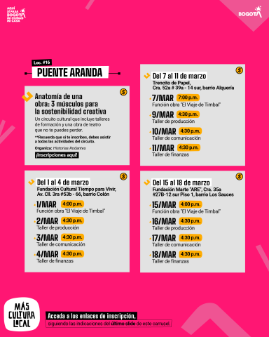  Eventos de Más Cultura Local. 