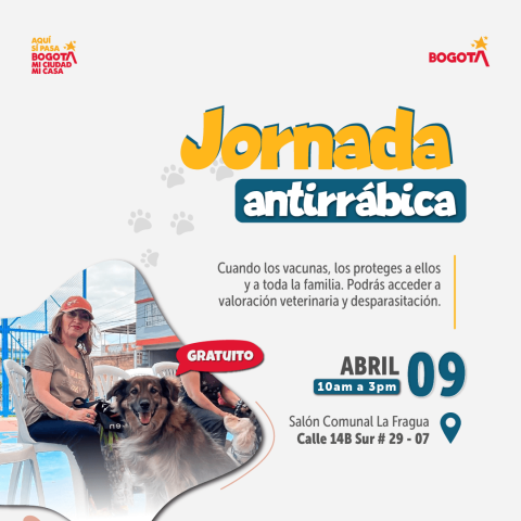 Jornada Antirrábica en el Salón Comunal La Fragua en Antonio Nariño