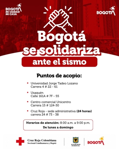 Bogotá se solidariza ante el sismo