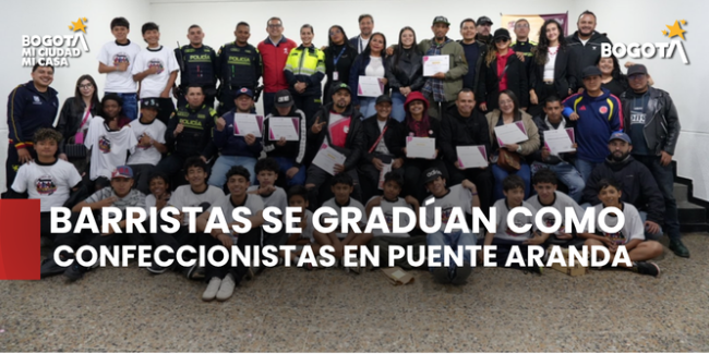 Barristas se gradúan como confeccionistas y donan camisetas a niños de la Escuela de Fútbol del barrio Cundinamarca