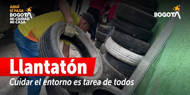 Equipo de la Alcaldía Local de Rafael Uribe Uribe participando en la Llantatón Distrital.