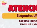 Aviso Ecopuntos del 15 al 18 de julio en Barrios Unidos
